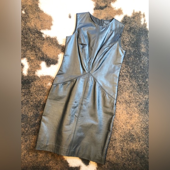 Vintage 80s Spenser Jeremy Lamb Leather Sleeveless Dress - Picture 4 of 11